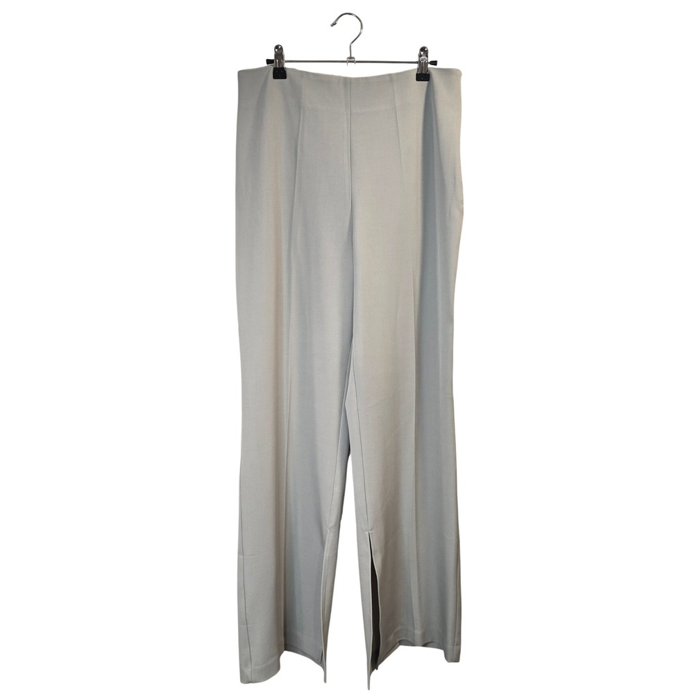 Commense Wide Leg Trousers Women Large Gray High Waisted Front Slit Hem Hem Q12